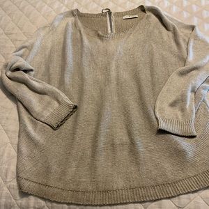 GIGI MODA “Argento” off shoulder boat neck sweater with EXPOSED LG SILVER ZIPPER